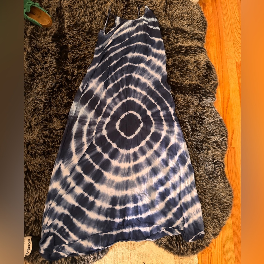 Blue tie dye maxi dress with back detail